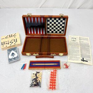 Vintage Travel Briefcase Style 5 in 1 Board Game Variety Pack Brand New Open Box